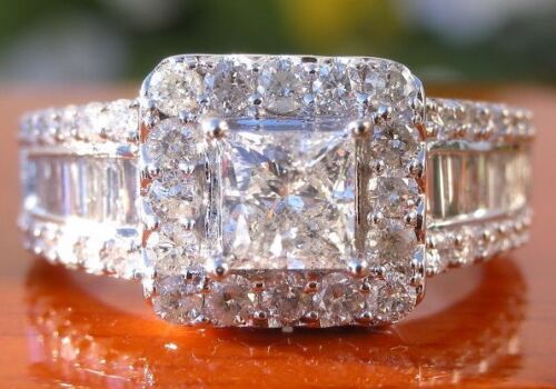 $9,540 CERTIFIED 2.00CT HALO PRINCESS CUT DIAMOND ENGAGEMENT WEDDING RING 14K in Jewelry & Watches, Engagement & Wedding, Engagement Rings | eBay