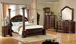 ANTIQUE BEDROOM SET QUEEN KING BEDROOM FURNITURE SET POSTER CANOPY BED CM7271