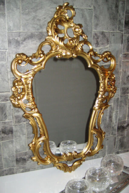 ANTIQUE Baroque WALL MIRROR Gilt White Black Silver Ornate Rococo 118  eBay