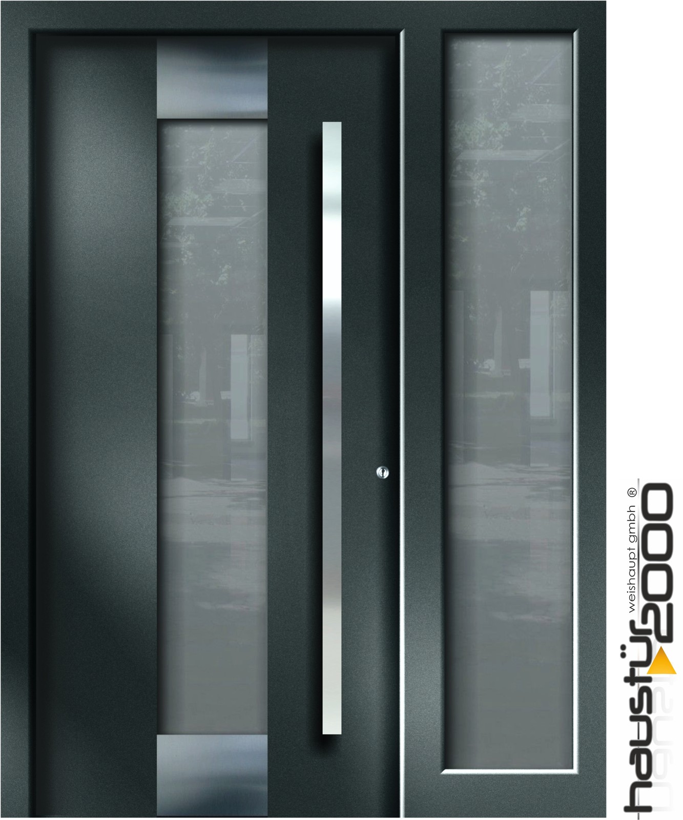 Aluminium Haustür Alu Haustür Haustüren flügelüberdeckend Mod. HT 5411FA DB 703