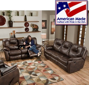 American Made Addison Leather Reclining Sofa Set - 2 Pcs: Sofa & Console Sofa