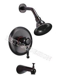 Bronze Bathroom Faucets on Rubbed Bronze Wall Mounted Bath Tub And Shower Head Faucet Set   Ebay