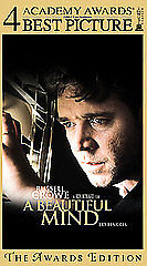 A BEAUTIFUL MIND VIDEO CASSETTE VHS RUSSELL CROWE - JOHN NASH, JENNIFER CONNELLY