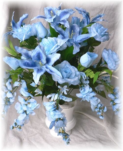 BLUE Silk Flower Arrangement Wedding Altar Centerpiece eBay