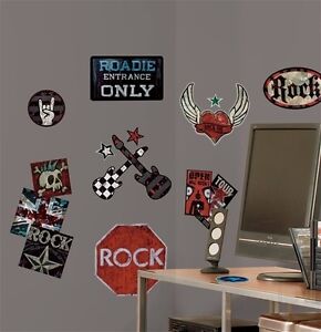 Boys Rock N Roll Wall Stickers 25 Big Decals Room Decor Skull ...
