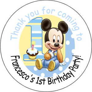 Personalized Stickers on Baby Mickey Mouse Personalized Favor Stickers Personalized Birthday