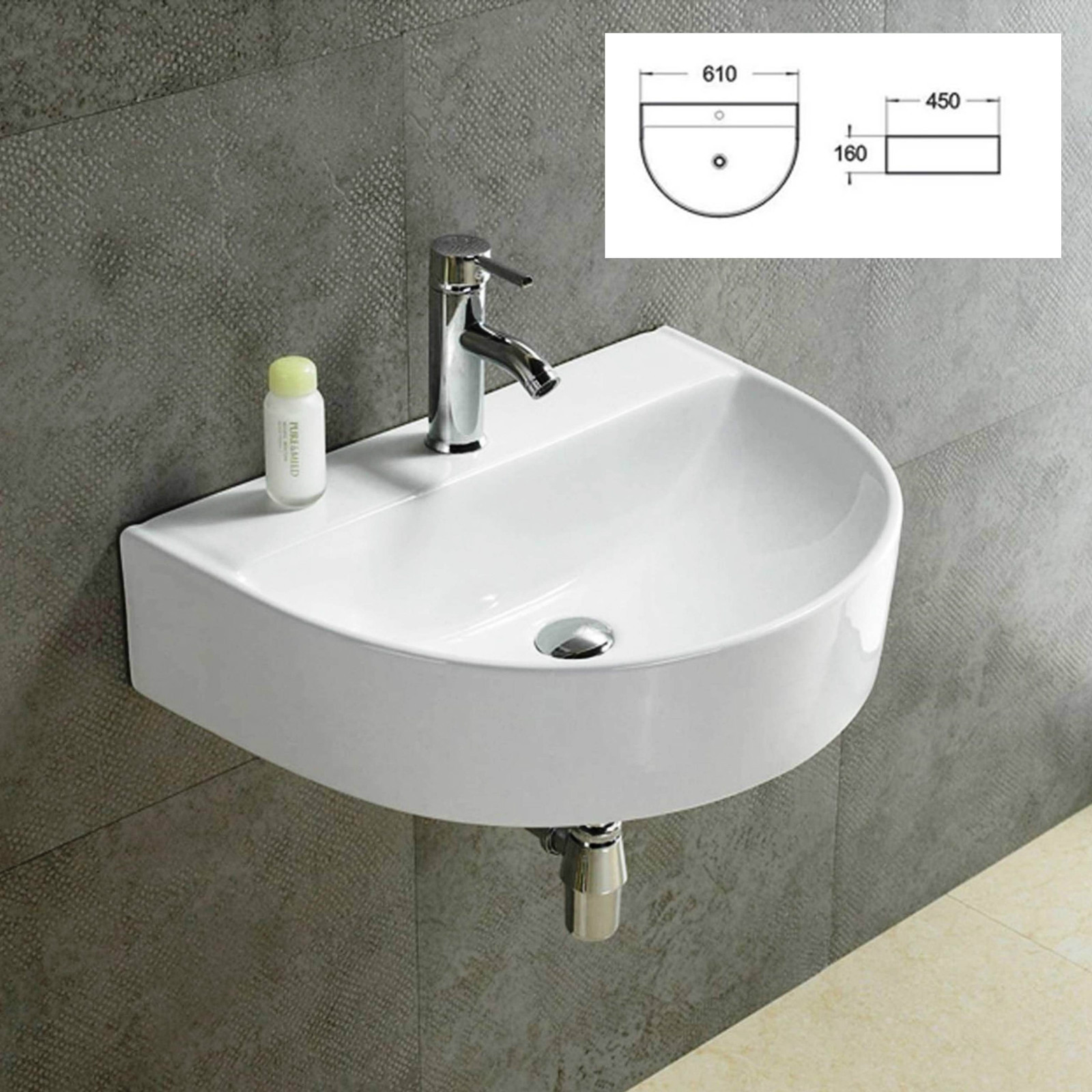 Details about Basin Sink Wall Hung Countertop Mounted Bathroom Ceramic ...