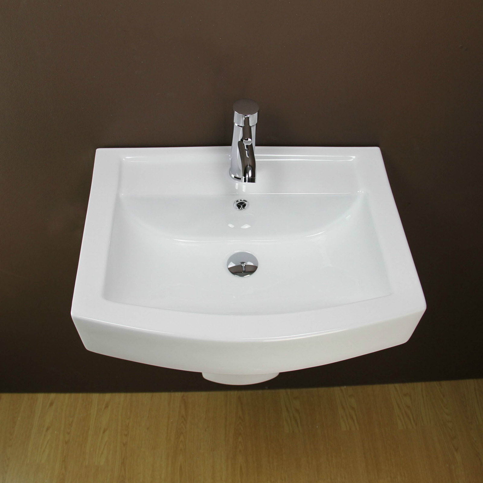 Basin Sink Wall Hung Mounted Pedestal Square Bathroom Ceramic White ...