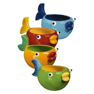 Beach Nautical Bright Primary Colored Ceramic Fun Fish Serving ...