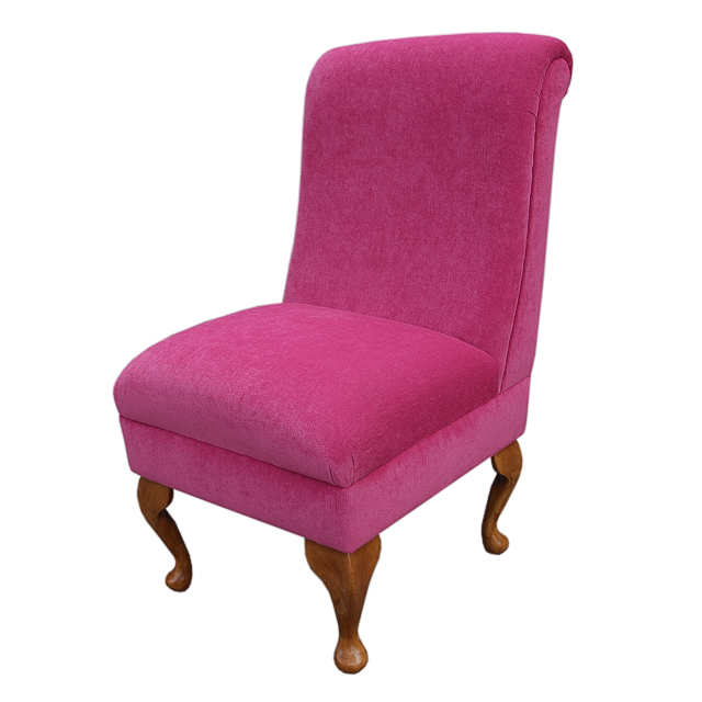 Bedroom Chair Dining Seat in A Fuschia Pink Velvet Chenille Fabric