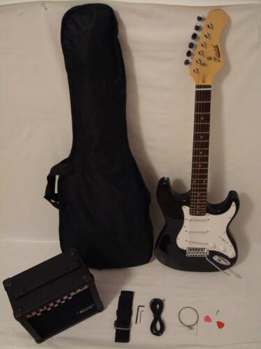 Black Electric Guitar Set with Strap, Cord, Gig Bag and 15W AMP - Brand New in Musical Instruments & Gear, Guitar, Electric | eBay