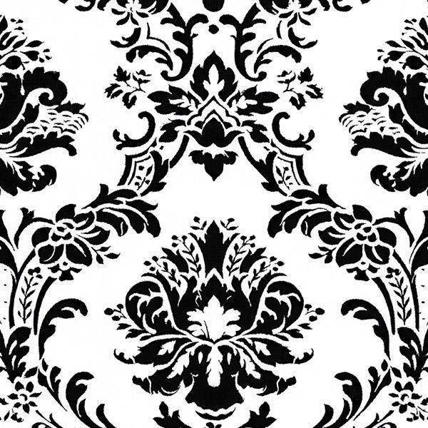 Victorian Black and White Damask Wallpaper