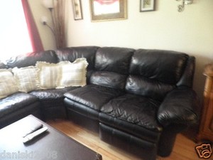 Black real Leather ! big sectional Couch 6pcs sofa - local pick up Oradell NJ
