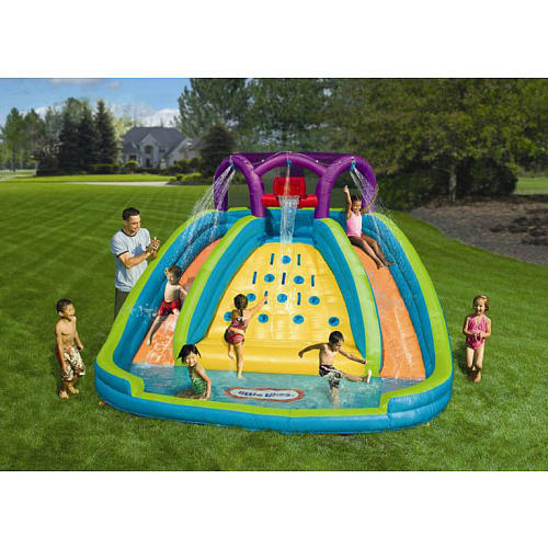 Inflatable Kids Backyard Double Water Slide Spraying Splash Pool