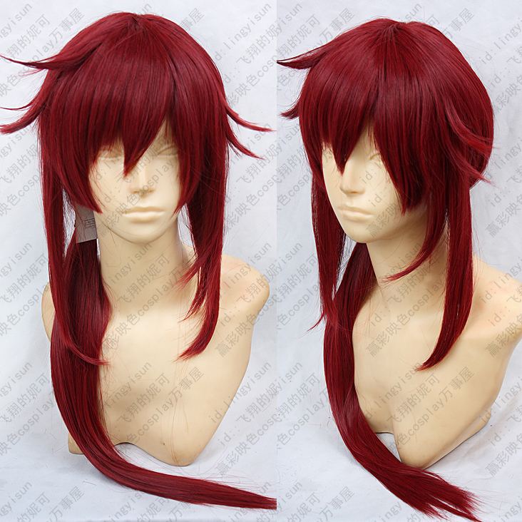 Dark red cosplay wig