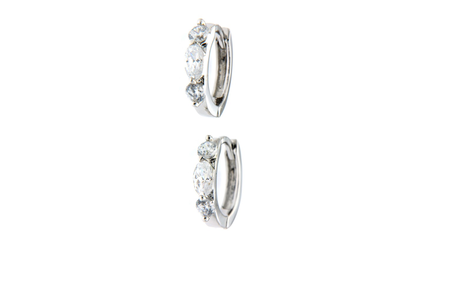 ... Women's Sterling Silver With White Gold Finish Diamond Hoop Earrings