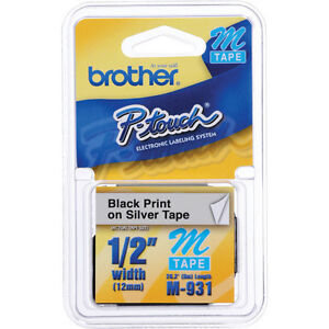details zu brother m931 m 12mm black on silver p-touch tape pt55 pt65