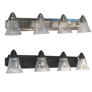 Brushed Nickel Bathroom Lighting on Brushed Nickel Or Oil Rubbed Bronze 4 Light Bath With Clear Glass Your