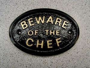 Kitchen Signs on Chef Beware   Kitchen Cook House Door Plaque Sign Menu   Ebay