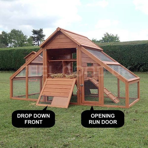 CHICKEN COOP &amp; RUN HEN HOUSE POULTRY ARK HOME NEST BOX COUP COOPS ...