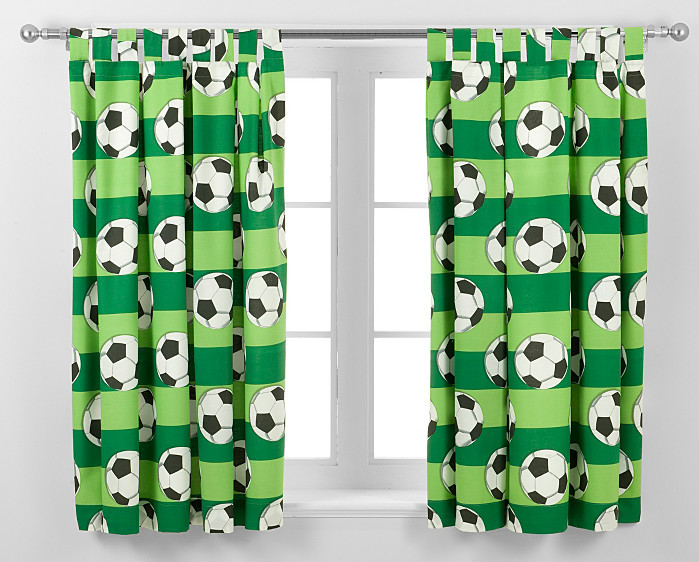 ... FOOTBALL CURTAINS PAIR BOYS KIDS SPORTS GREEN FOOT BALL CURTAIN eBay