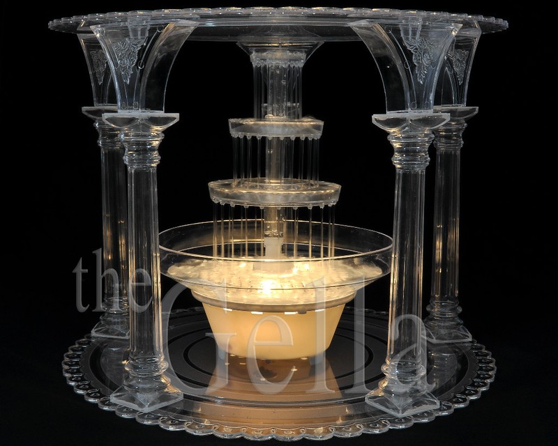 CLEAR 5 COLUMN WEDDING/PARTY SEPARATOR CAKE STAND with FOUNTAIN SET