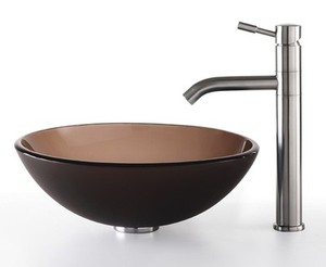   Bathroom Vanity on Clear Brown Bath Bathroom Tempered Glass Vessel Sink Vanity Cabinet