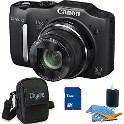 Canon Powershot SX160 IS 16MP 16x Zoom Black Digital Camera 8GB Bundle in Cameras & Photo, Digital Cameras | eBay
