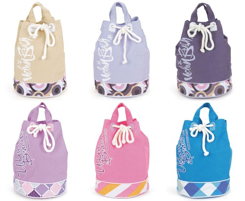 Canvas Beach Bag Duffle Style Drawstring Top Large Round Holiday Ladies
