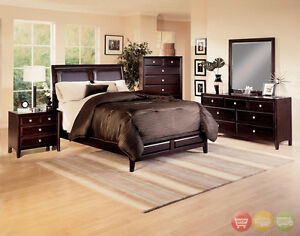 Claret King Low Profile Upholstered Bed 5 Piece Bedroom Set Chest Incl. B6200