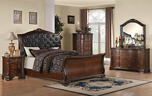 Coaster Furniture Maddison Sleigh Bedroom Set Bed Dresser Cherry 4 Piece 202261
