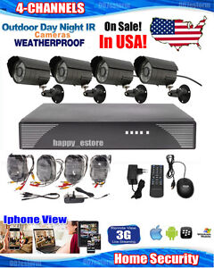 best 8 channel security camera systems on Complete 4 Channel Outdoor CCTV Security Camera System H 264 DVR ...
