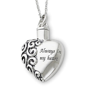 Cremation Pendant Urn - Always In My Heart w/ .925 Silver Plate Chain - SALE in Everything Else, Funeral & Cemetery, Cremation Urns | eBay