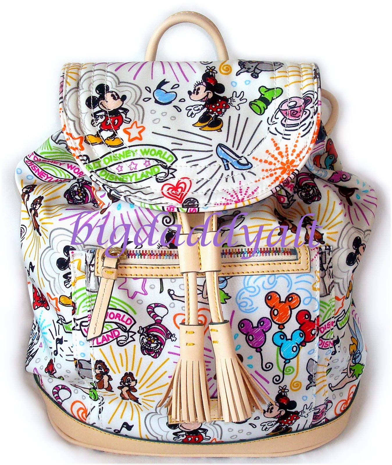 NEW DISNEY DOONEY & BOURKE WORLD PARKS SKETCH NYLON BACK PACK TOTE HAND