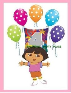 Dora  Explorer Birthday Cakes on Dora The Explorer 4th Birthday Polka Dot Balloons Party   Ebay