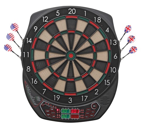 Dartscheibe-Coventry-Elektronisch-Dart-Board-16-Spieler-4-LED-Anzeigen-Neu