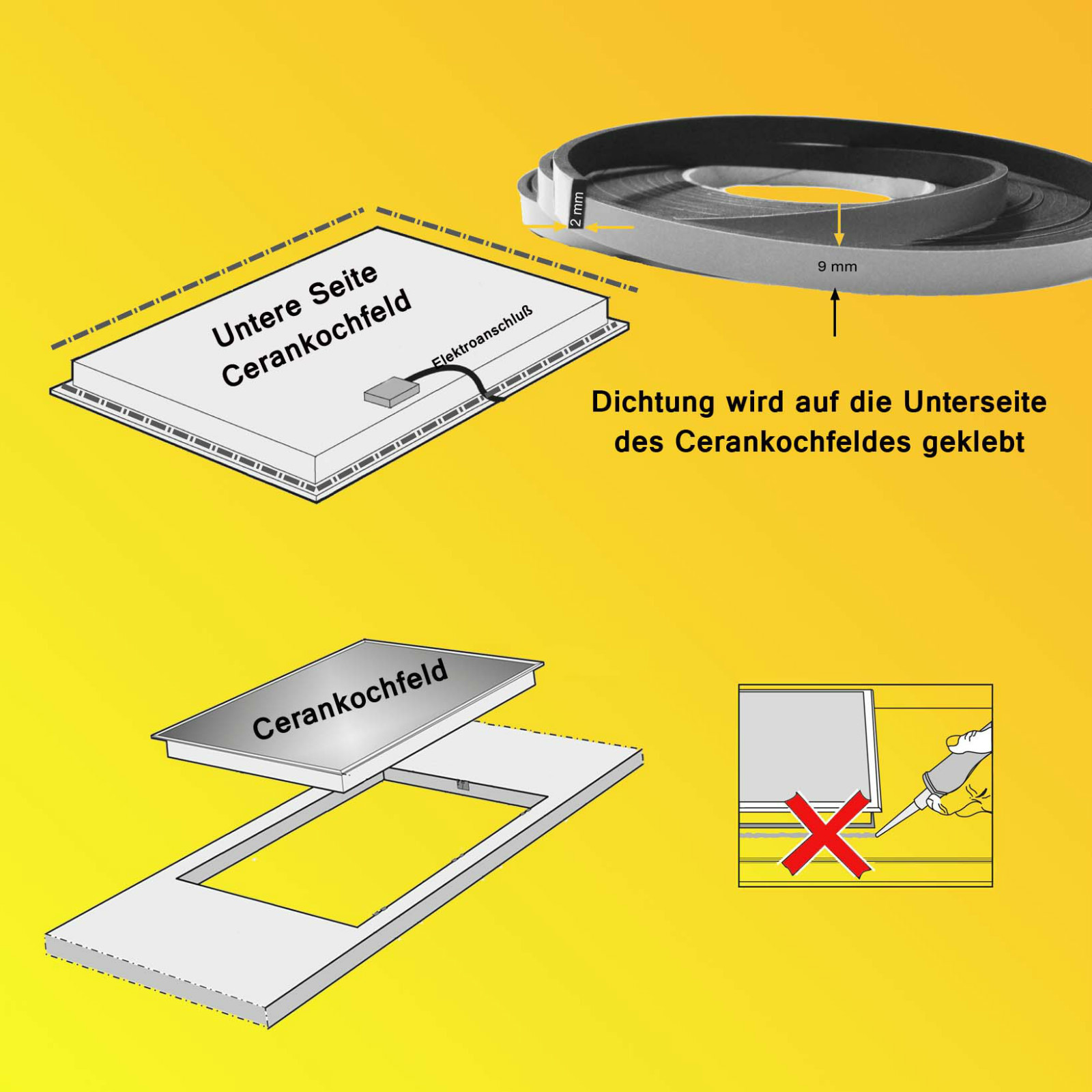 Dichtband f Kochfeld 2,5 m Moosgummi Dichtung Ceran Glas -> Kühlschrank Dichtung Dichtband f Kochfeld 2,5 m Moosgummi Dichtung Ceran Glas -> Kühlschrank Dichtung