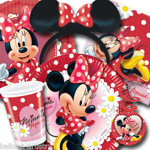 Minnie Mouse  Birthday Party Ideas on Disney Minnie Mouse Red Polka Dots Tableware Decorations All Under One