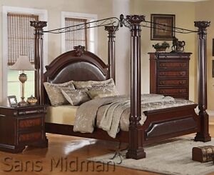 Empire 3 Piece Bedroom Set King SIZE Canopy Poster Bed 1-Nightstand & Chest NEW!