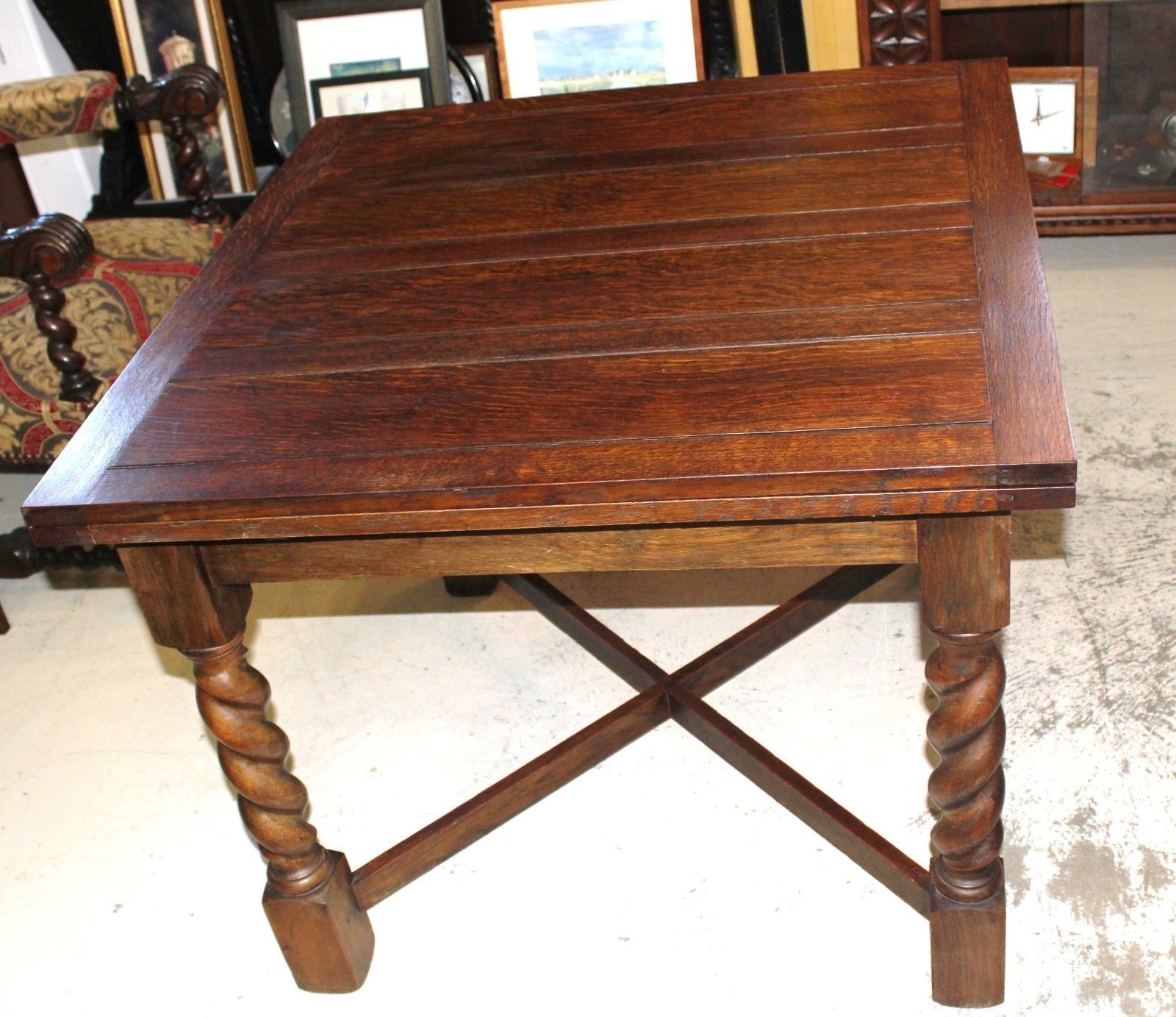 Antique Oak Drop Leaf Dining Table