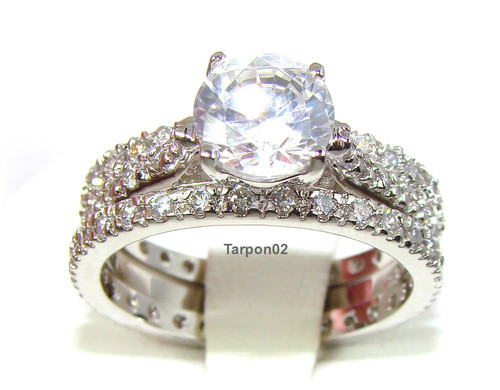 ... Diamonique 2.00ct. Eternity Wedding.Bridal (3-Pcs) Ring qvc Set