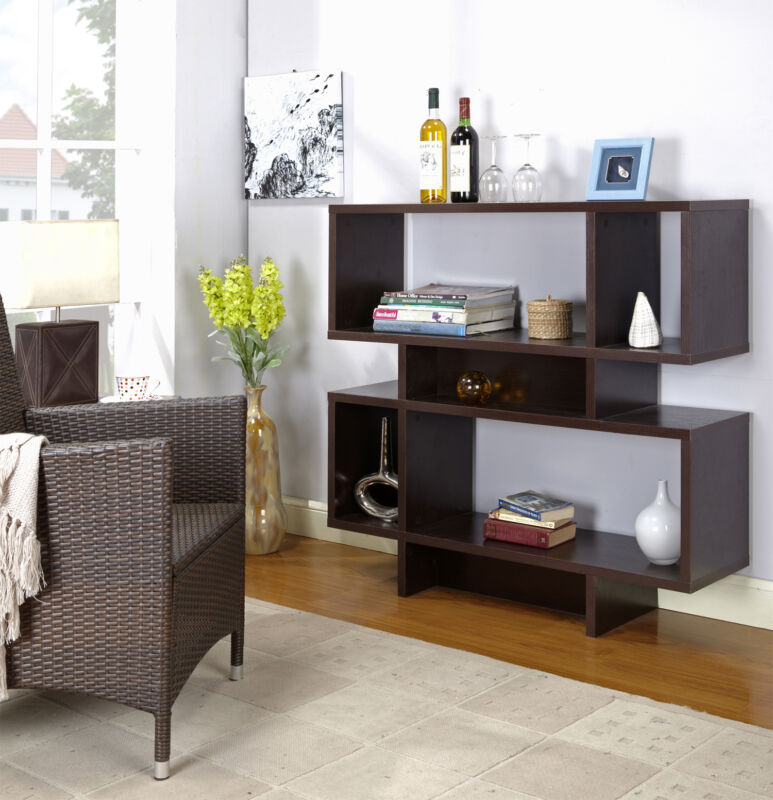 Details about Espresso Finish Wood Cube Bookcase Display Cabinet ~New~