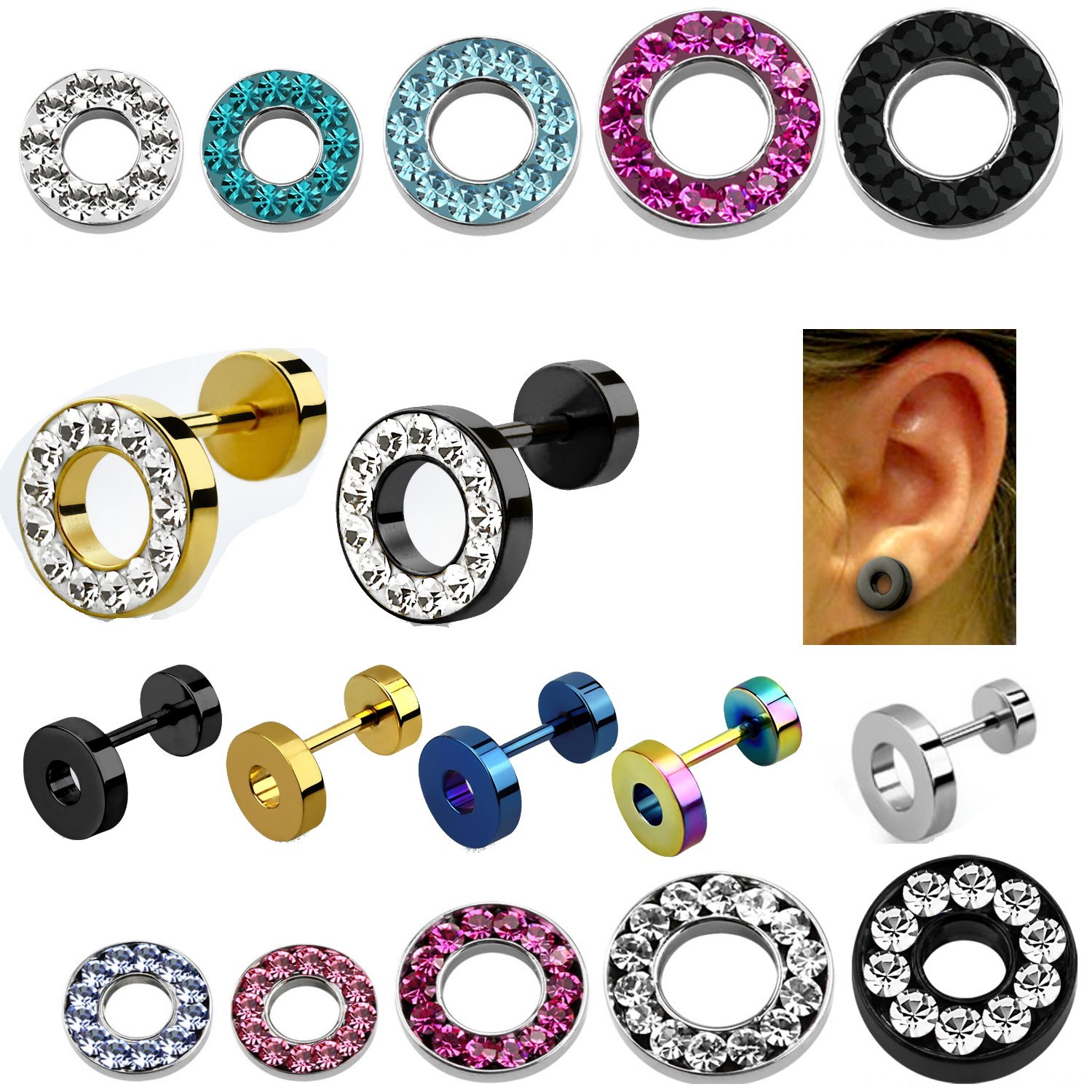 FAKE PLUG FAKE TUNNEL Ohrstecker Fakeplug Flesh Tunnel 6 8 10 mm