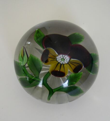 FINE ANTIQUE FRENCH BACCARAT GLASS PANSY PAPERWEIGHT c 1860 in Pottery, Porcelain & Glass, Glass, Paperweights | eBay