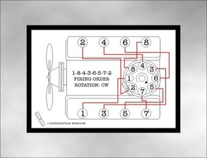 Firing Order Decal Chevrolet Big Block Chevy BBC 396 427 454 Engine Red