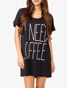 FOREVER-21-BRAND-NEW-oversized-I-need-coffee-tee-indie-boho-night ...