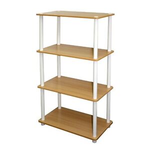 FURINNO 4-TIER BOOKSHELF #99557BE/WH ~ Beech and White