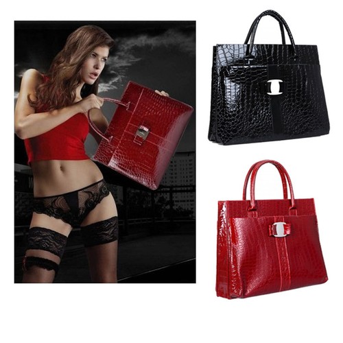 
                                Fashion Luxury Women's Crocodile Pattern Shoulder PU Leather Handbag Tote Bags