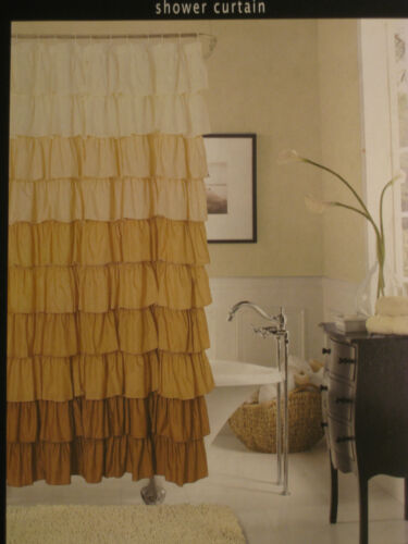 Flamenco tiered ruffle shower curtain bath color ivory / gold in Home & Garden, Bath, Shower Curtains | eBay