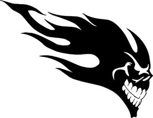 tribal flaming skulls